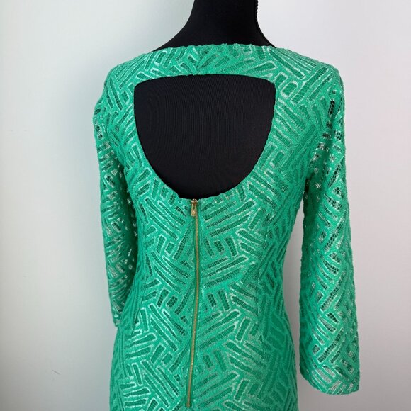 Lilly Pulitzer Camellia Dress Bamboo Geo Lace Fern Green Size 0 - Picture 9 of 12